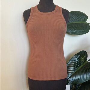 Frank and Oak Ribbed Brown Tank Top